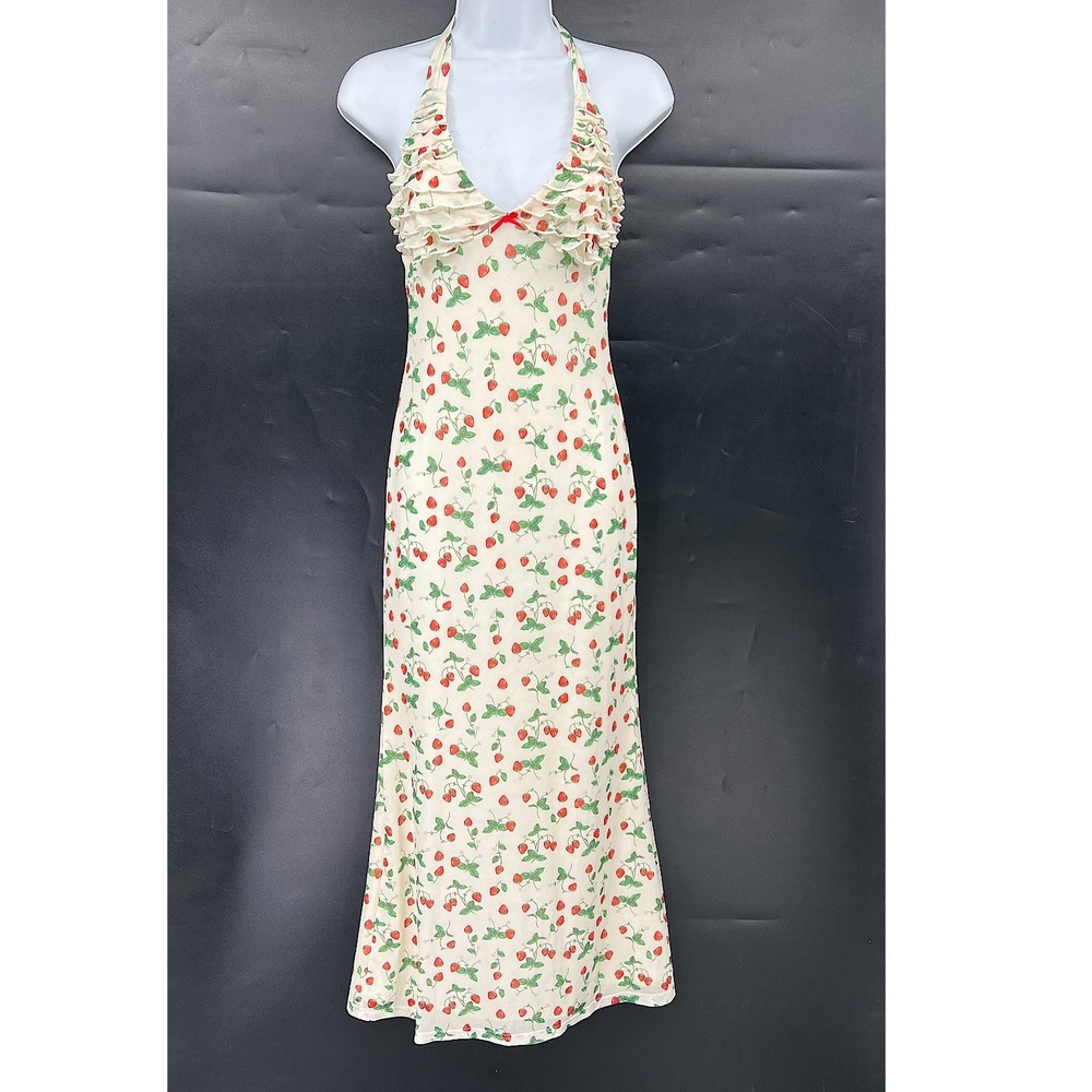 Bailey Rose coquette cottagecore strawberry girl y2k 90s slip halter dress XS